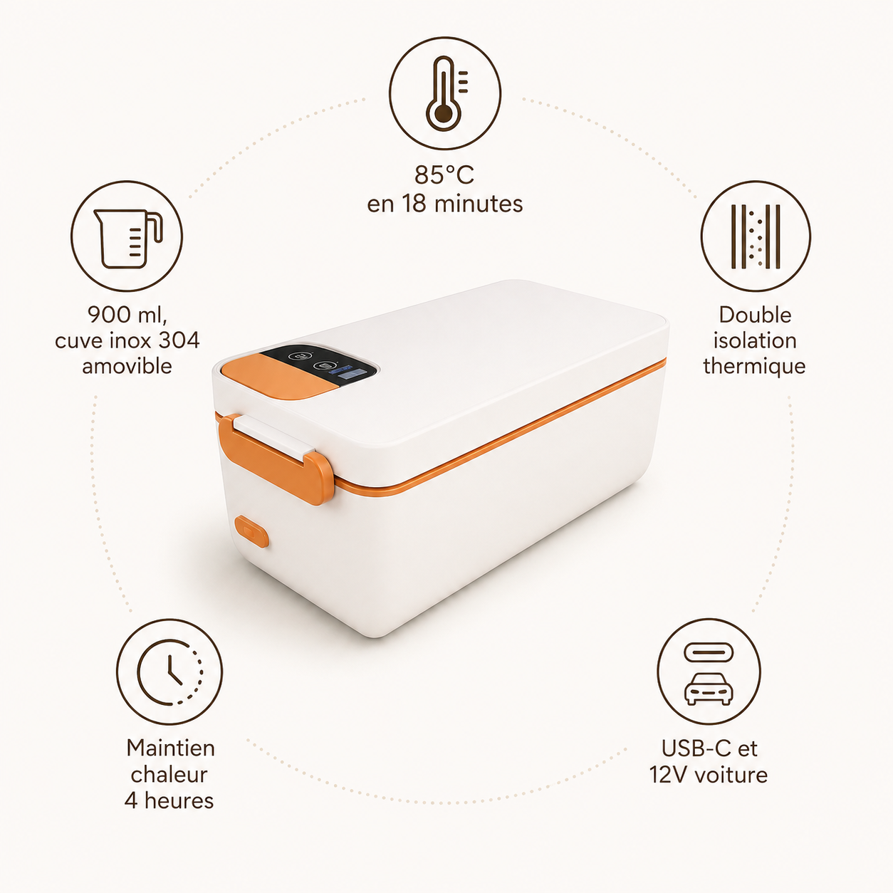 MIOKA Freedom — Lunch Box Chauffante Autonome 40W Batterie 10 000mAh | Sans Prise