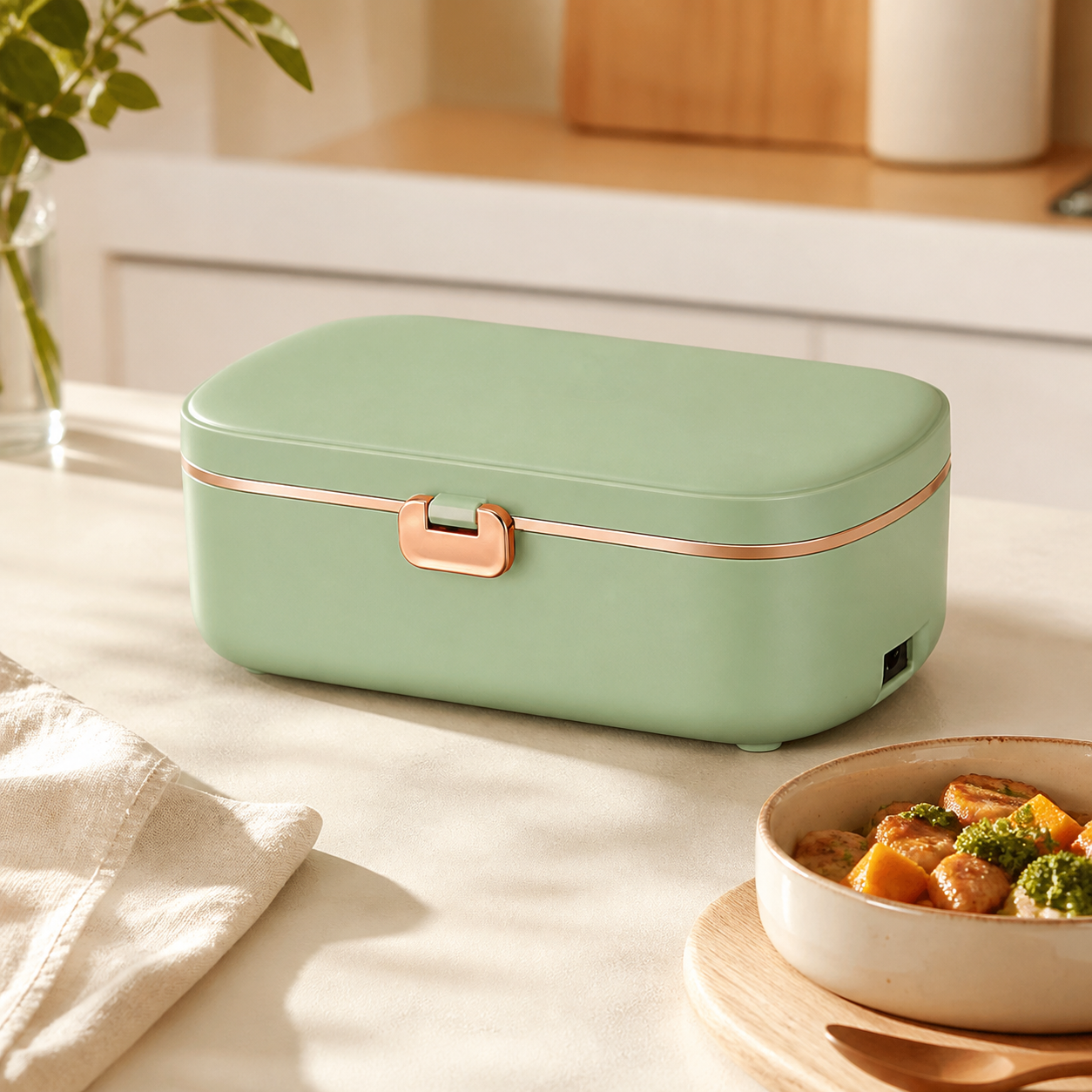 MIOKA Pure — Lunch Box Chauffante Compacte Inox 304 600ml | Sans Micro-ondes