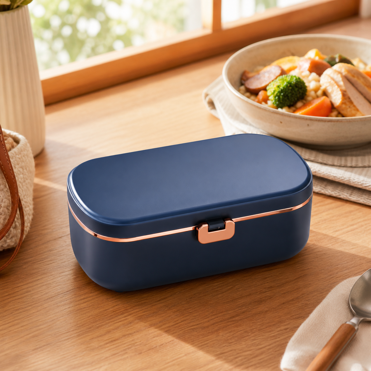 MIOKA Pure — Lunch Box Chauffante Compacte Inox 304 600ml | Sans Micro-ondes